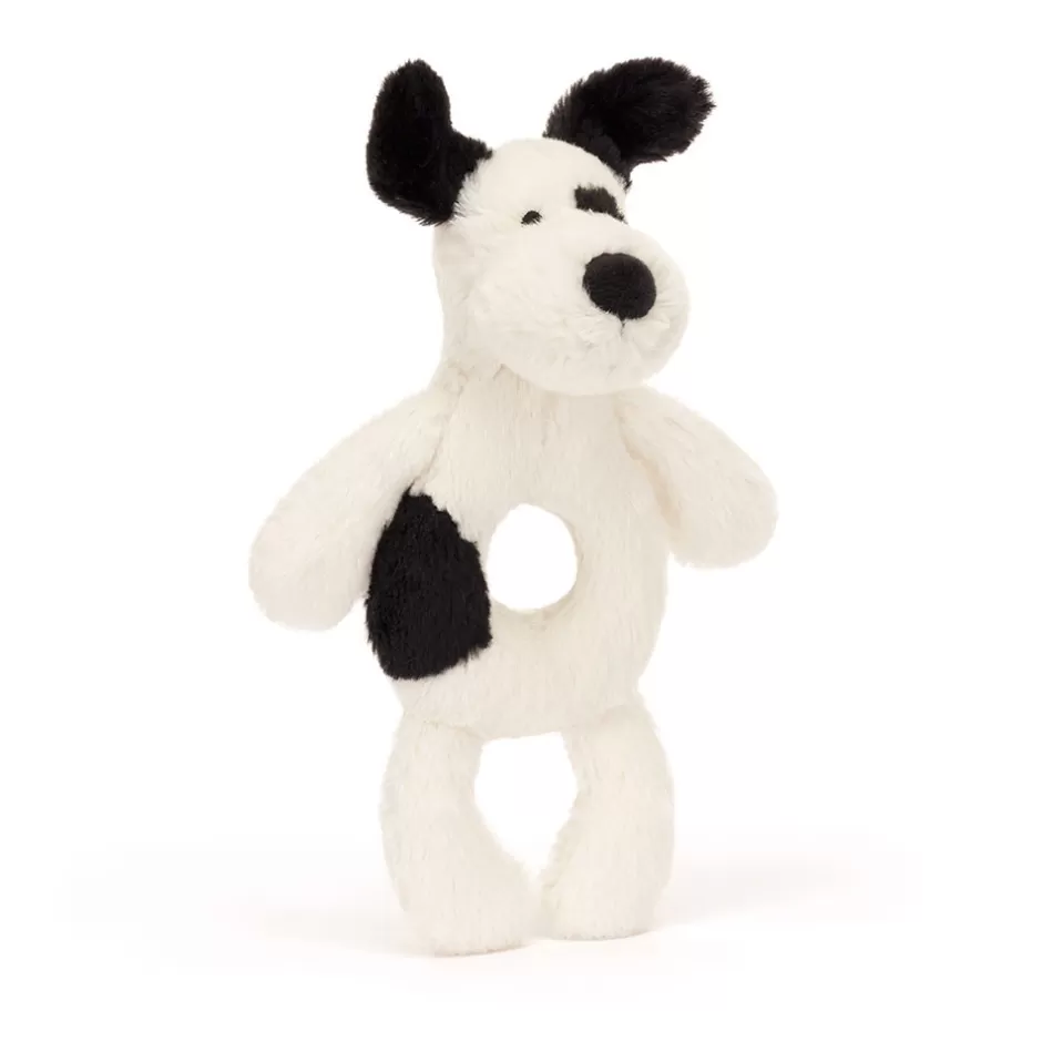 Jellycat Nursery & Activity Toys<Bashful Black & Cream Puppy Ring Rattle