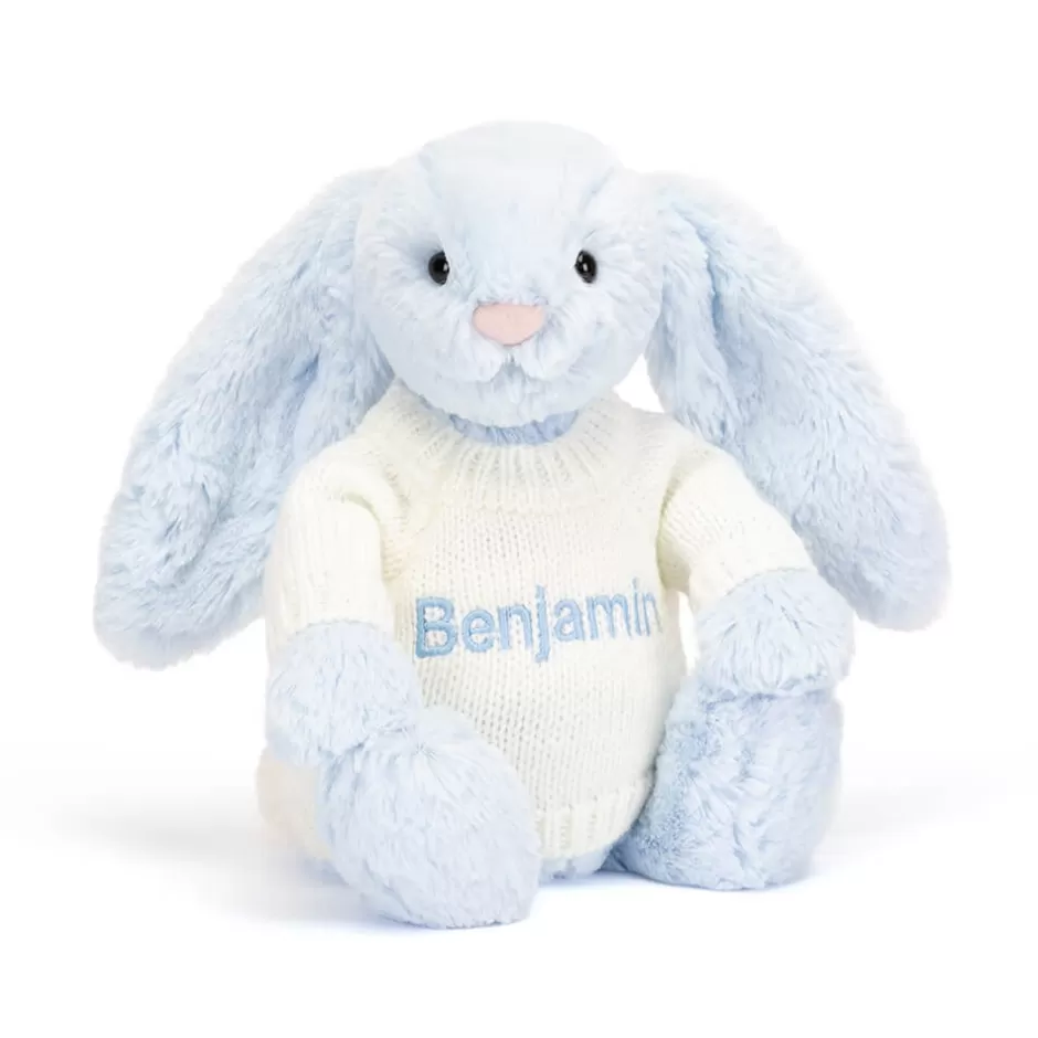 Jellycat Personalised Baby | Personalised Jumpers<Bashful Blue Bunny With Personalised Cream Jumper