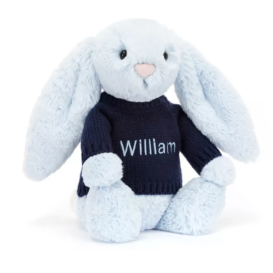 Jellycat Personalised Baby | Personalised Jumpers<Bashful Blue Bunny With Personalised Navy Jumper