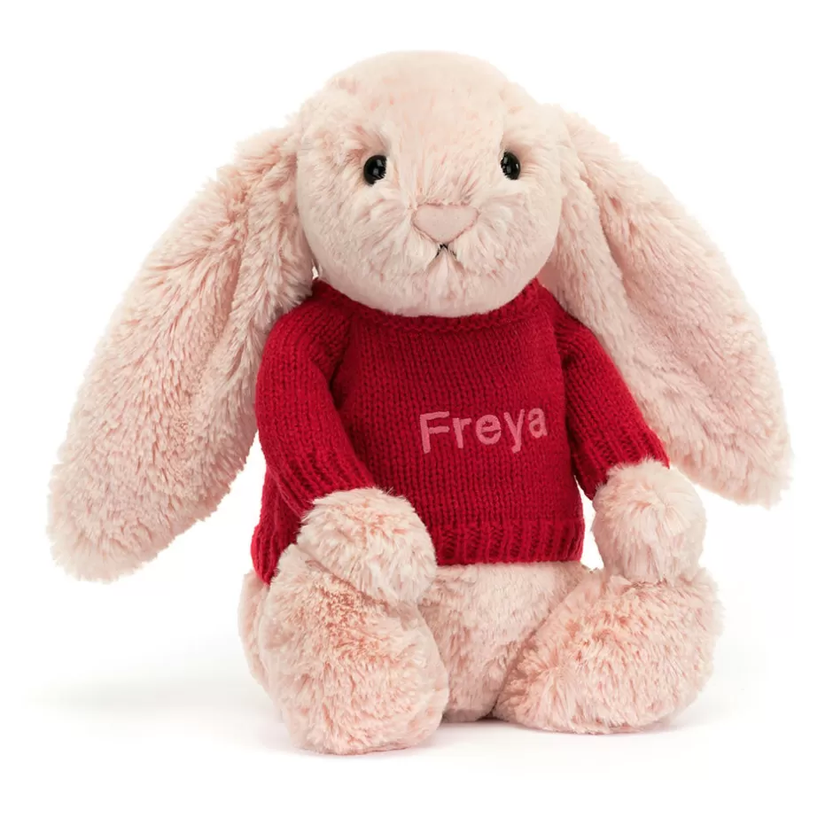 Jellycat Personalised Baby | Personalised Jumpers<Bashful Blush Bunny With Personalised Red Jumper