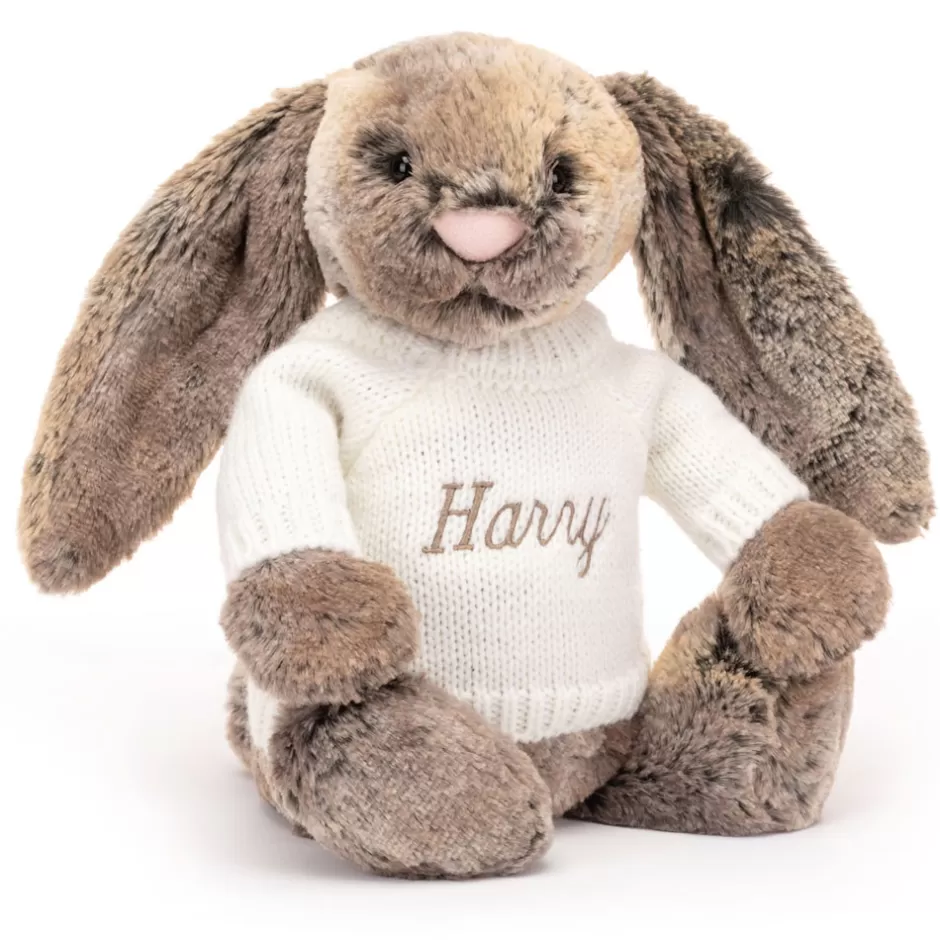 Jellycat Personalised Jumpers | Bashful Bunnies<Bashful Cottontail Bunny With Personalised Cream Jumper