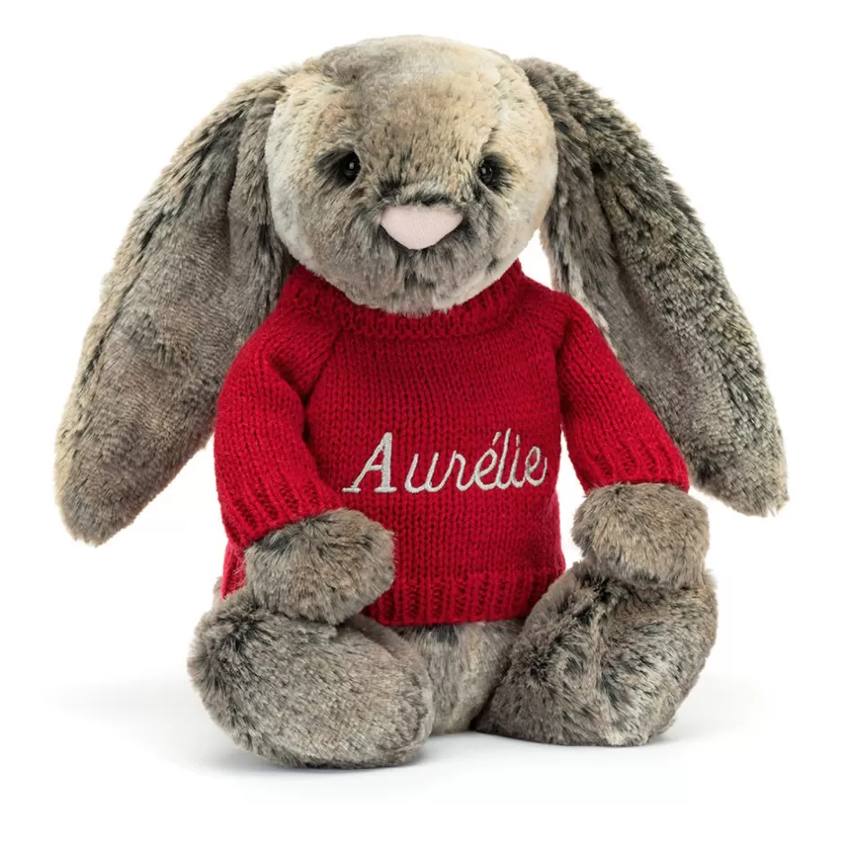 Jellycat Personalised Jumpers | Bashful Bunnies<Bashful Cottontail Bunny With Personalised Red Jumper