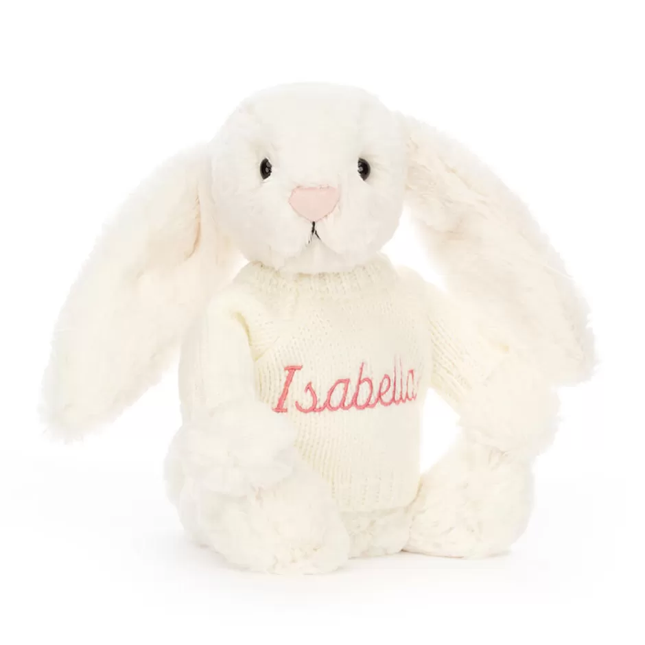 Jellycat Personalised Jumpers | Bashful Bunnies<Bashful Cream Bunny With Personalised Cream Jumper