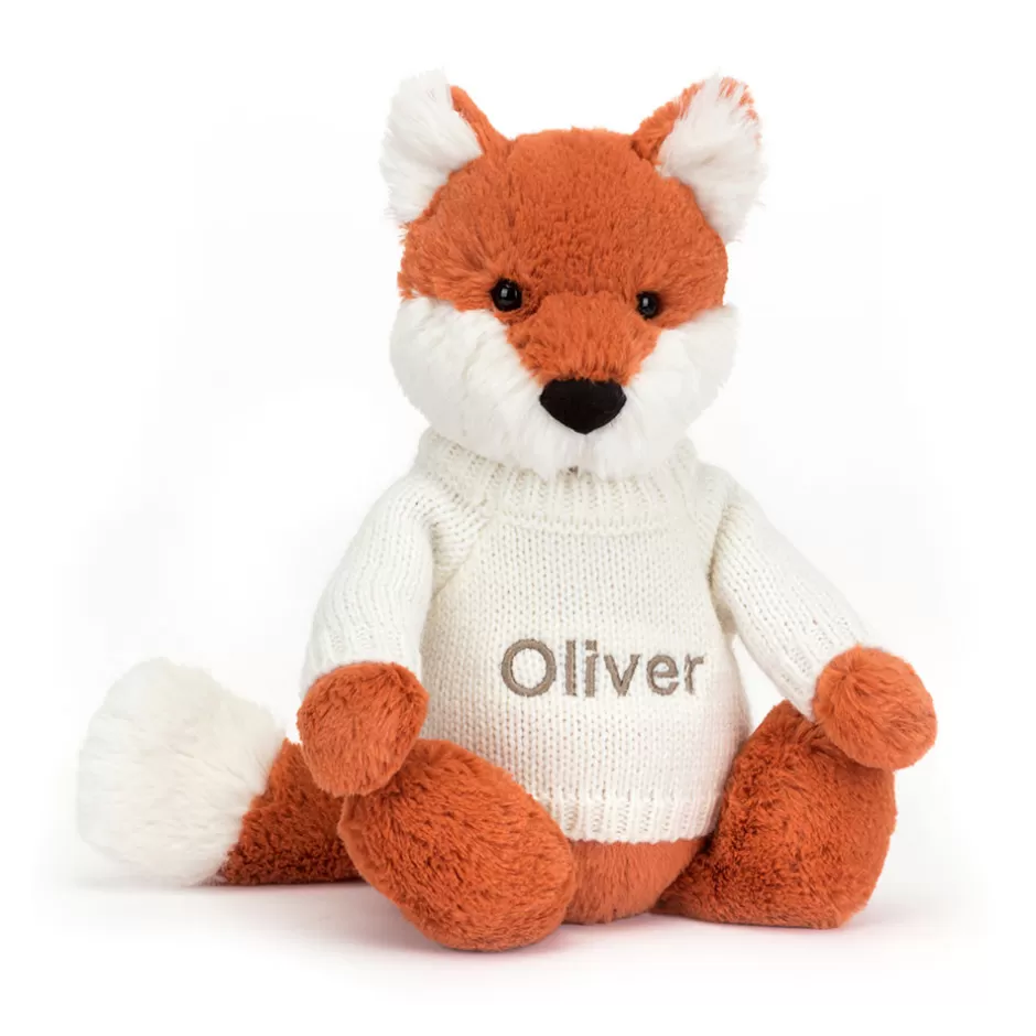 Jellycat Personalised Jumpers<Bashful Fox Cub With Personalised Cream Jumper