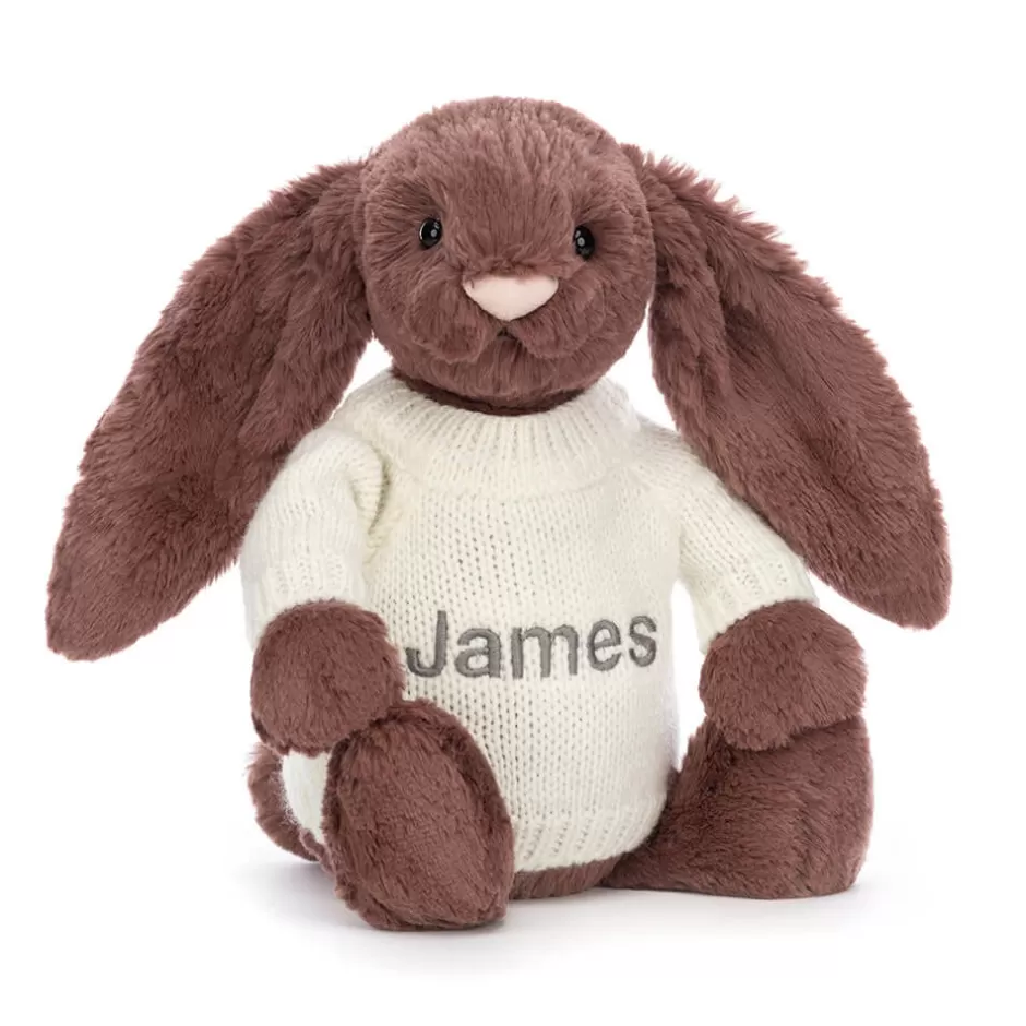 Jellycat Personalised Jumpers | Bashful Bunnies<Bashful Fudge Bunny With Personalised Cream Jumper