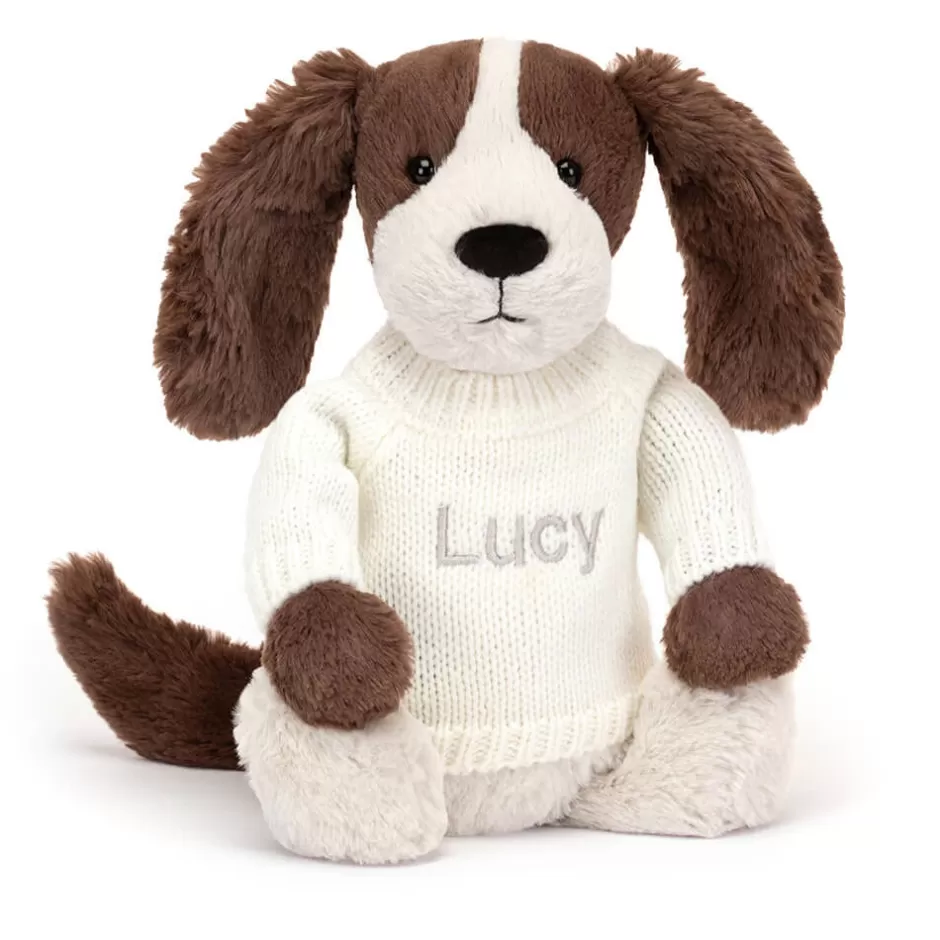 Jellycat Personalised Jumpers<Bashful Fudge Puppy With Personalised Cream Jumper