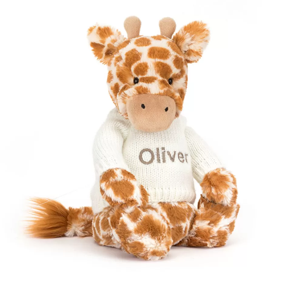 Jellycat Personalised Jumpers | Personalised Gifts<Bashful Giraffe With Personalised Cream Jumper