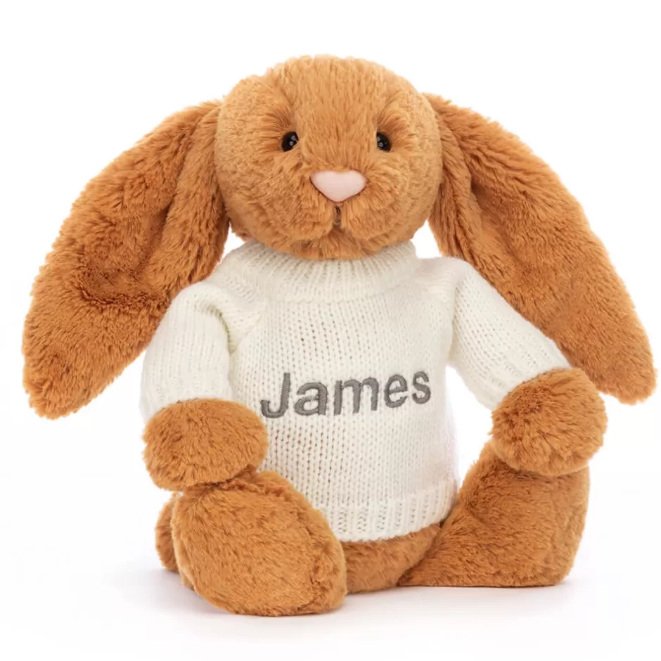 Jellycat Personalised Jumpers | Bashful Bunnies<Bashful Golden Bunny With Personalised Cream Jumper