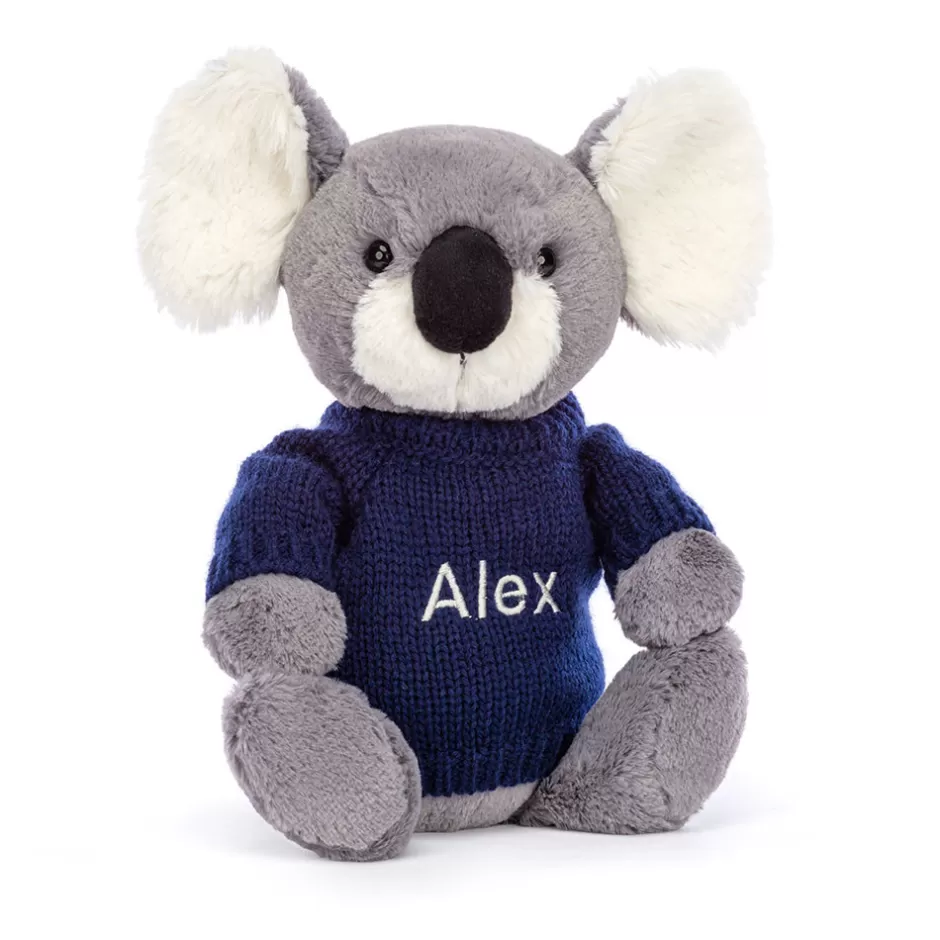 Jellycat Personalised Jumpers<Bashful Koala With Personalised Navy Jumper