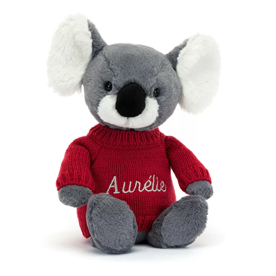 Jellycat Personalised Jumpers<Bashful Koala With Personalised Red Jumper