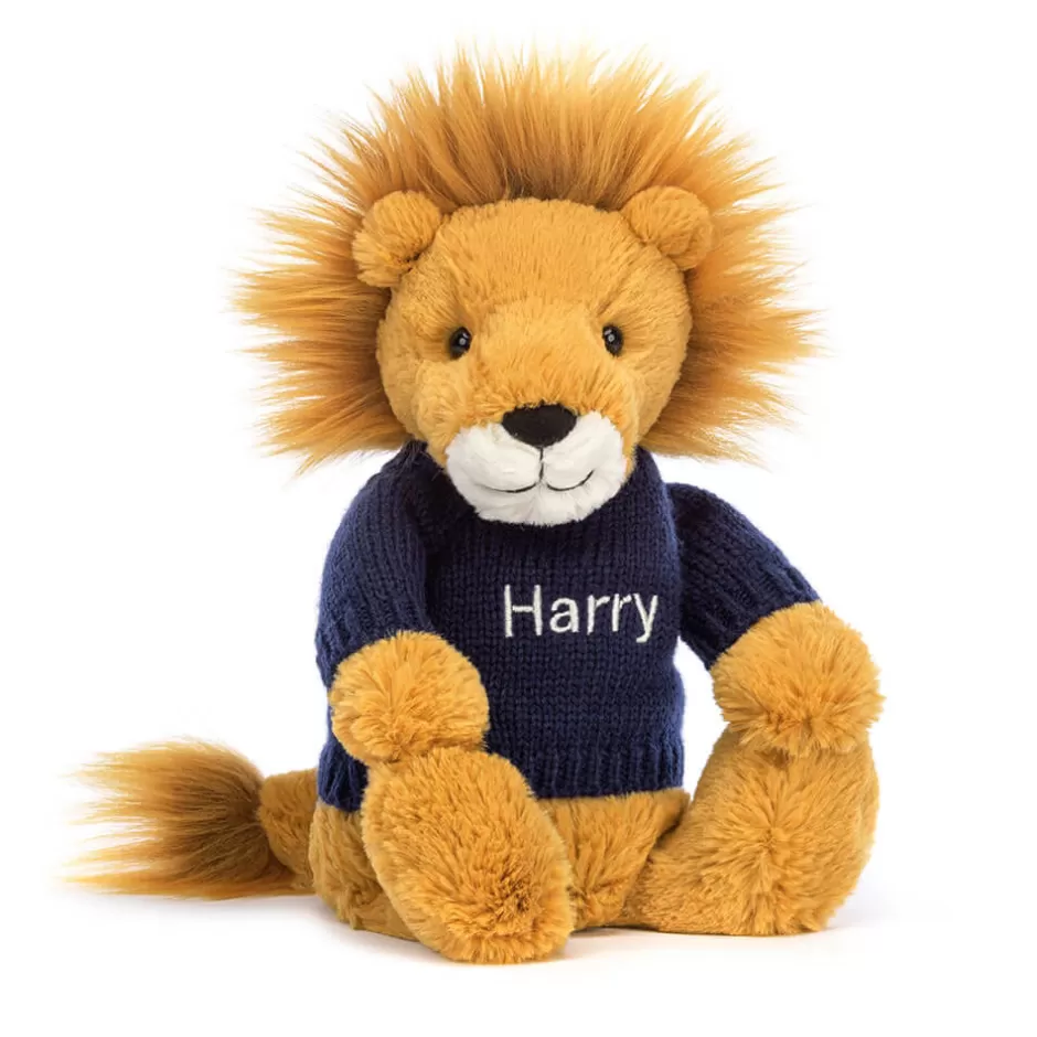 Jellycat Personalised Jumpers | Personalised Gifts<Bashful Lion With Personalised Navy Jumper