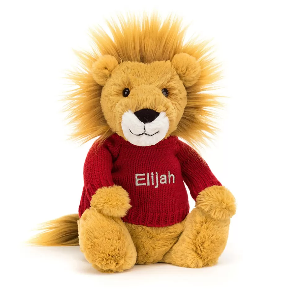 Jellycat Personalised Jumpers | Personalised Gifts<Bashful Lion With Personalised Red Jumper