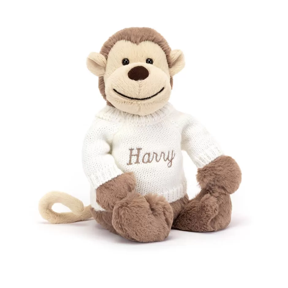 Jellycat Personalised Jumpers<Bashful Monkey With Personalised Cream Jumper