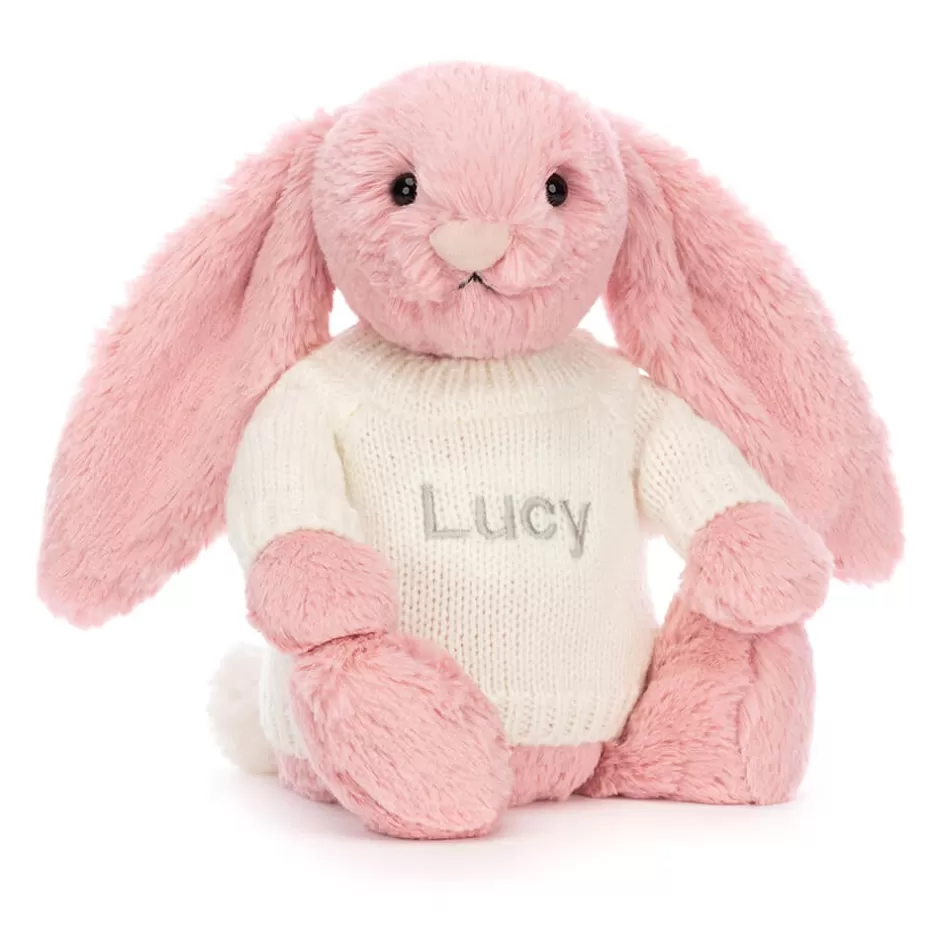 Jellycat Personalised Jumpers | Bashful Bunnies<Bashful Petal Bunny With Personalised Cream Jumper