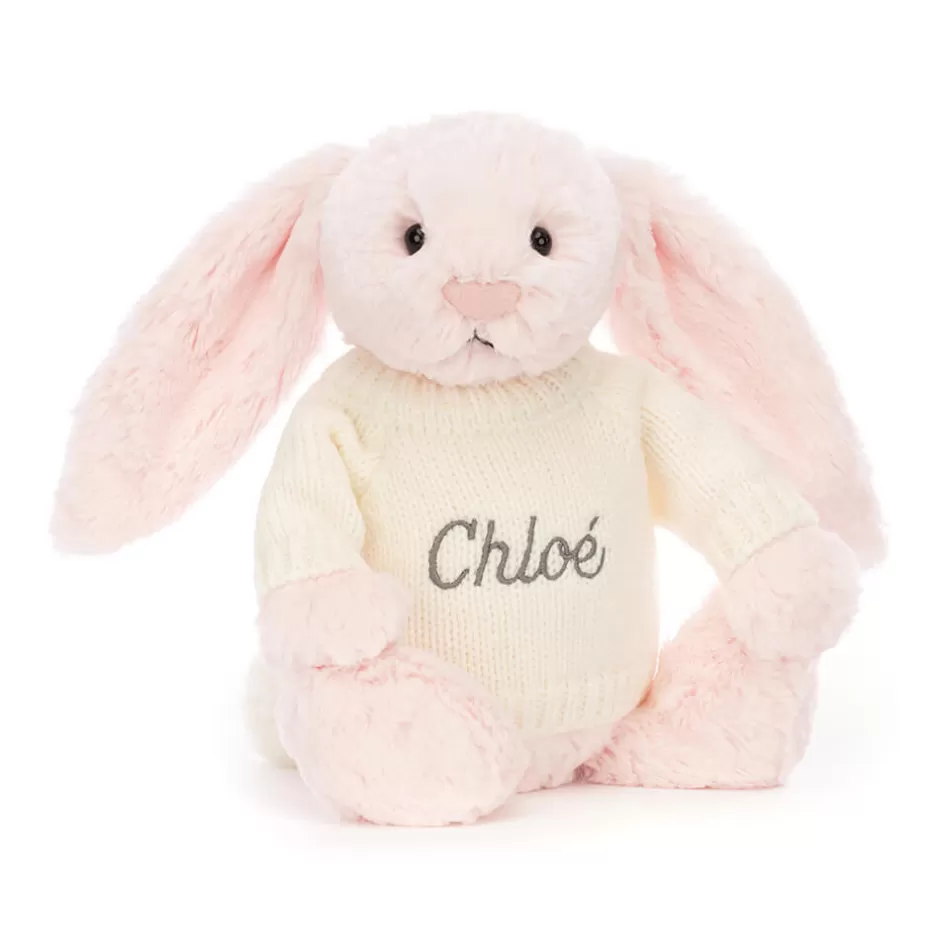 Jellycat Personalised Jumpers | Personalised Gifts<Bashful Pink Bunny With Personalised Cream Jumper