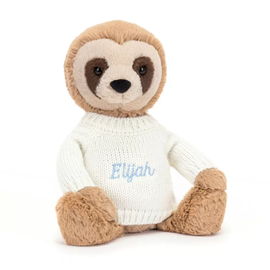 Jellycat Personalised Jumpers<Bashful Sloth With Personalised Cream Jumper