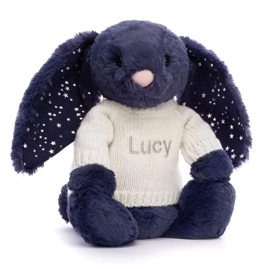 Jellycat Personalised Jumpers | Bashful Bunnies<Bashful Stardust Bunny With Personalised Cream Jumper