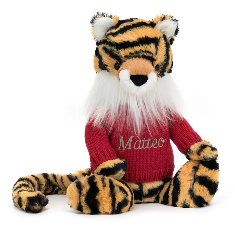 Jellycat Personalised Jumpers<Bashful Tiger With Personalised Red Jumper