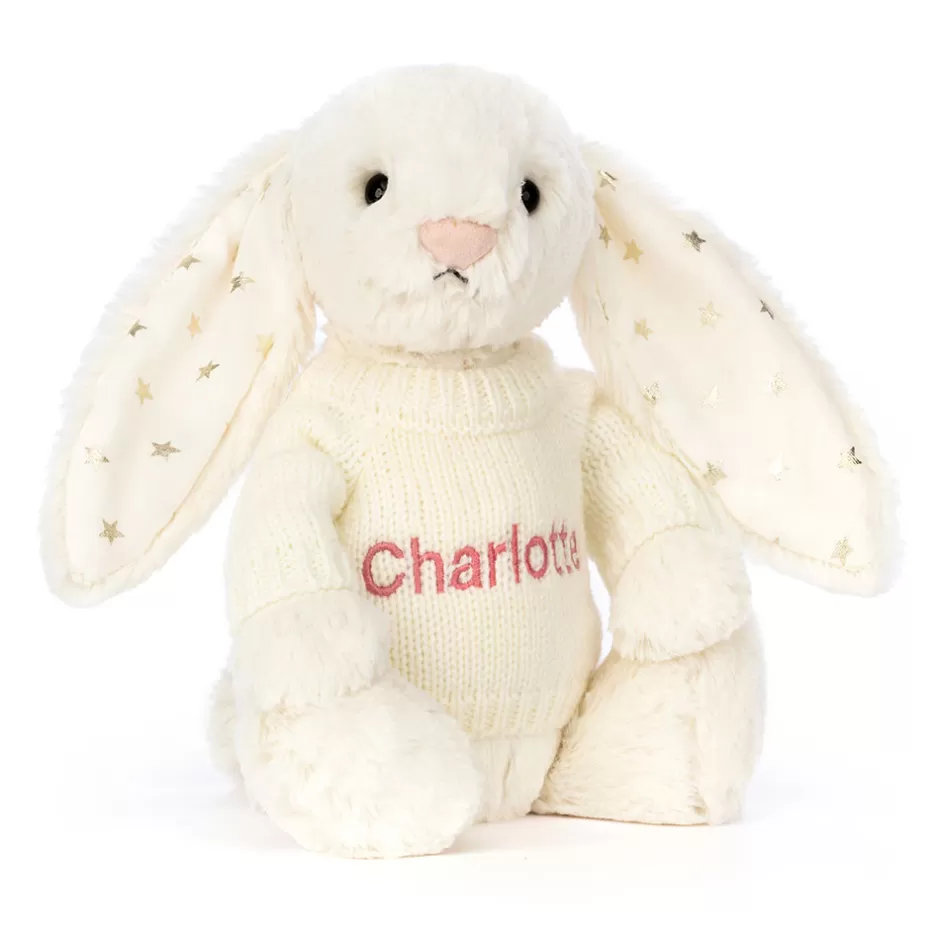 Jellycat Personalised Jumpers | Bashful Bunnies<Bashful Twinkle Bunny With Personalised Cream Jumper