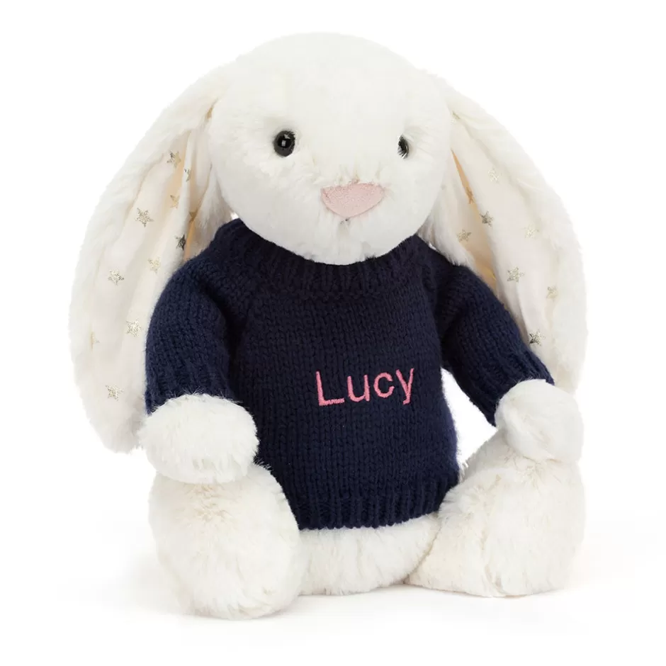 Jellycat Personalised Jumpers | Bashful Bunnies<Bashful Twinkle Bunny With Personalised Navy Jumper