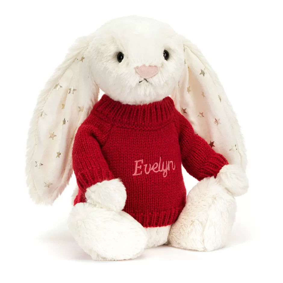 Jellycat Personalised Jumpers | Bashful Bunnies<Bashful Twinkle Bunny With Personalised Red Jumper