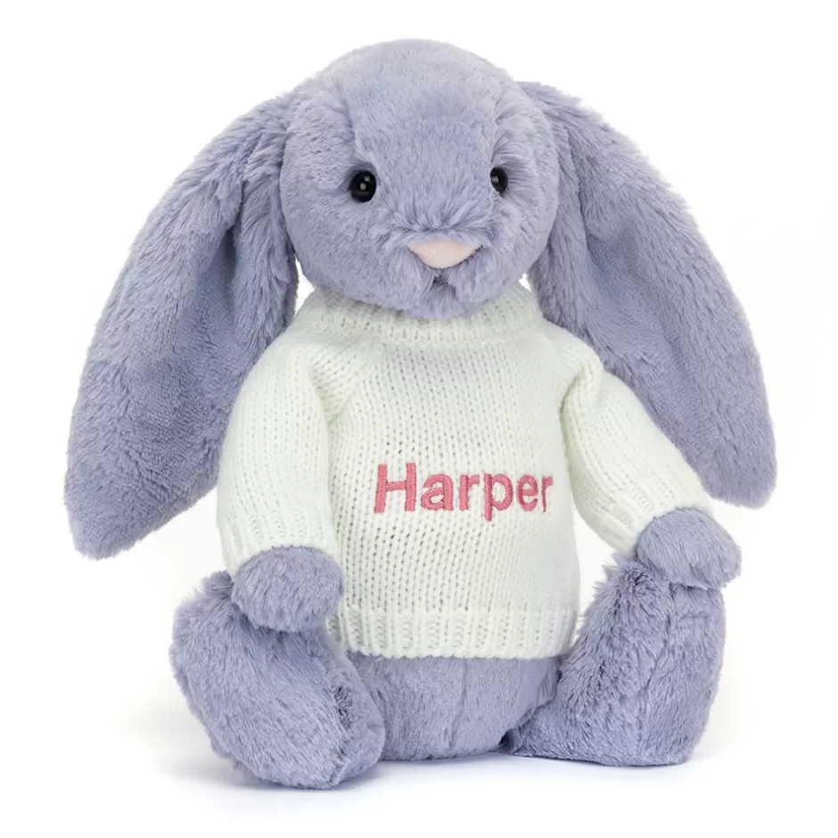 Jellycat Personalised Jumpers | Bashful Bunnies<Bashful Viola Bunny With Personalised Cream Jumper