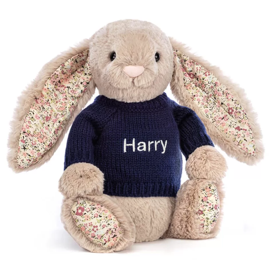 Jellycat Personalised Jumpers | Personalised Gifts<Blossom Bea Beige Bunny With Personalised Navy Jumper