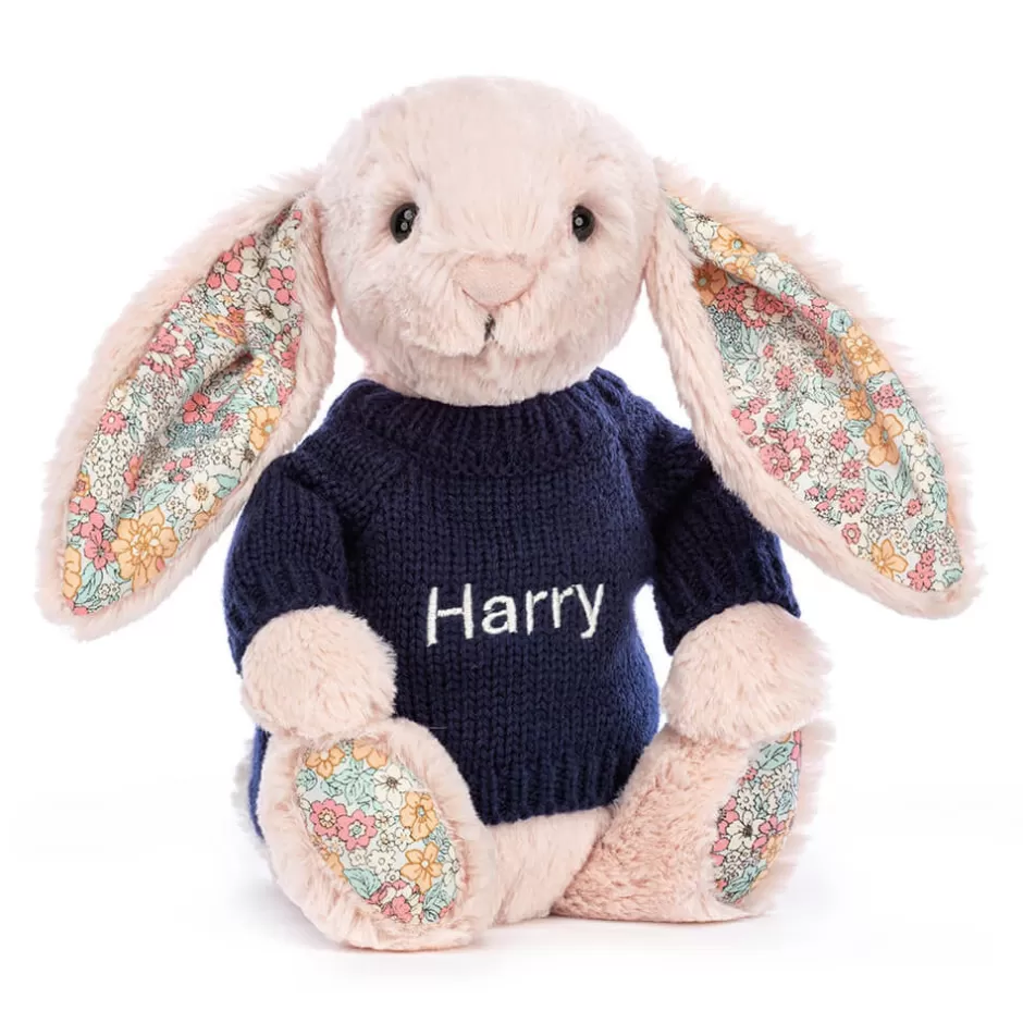 Jellycat Personalised Jumpers | Personalised Gifts<Blossom Blush Bunny With Personalised Navy Jumper