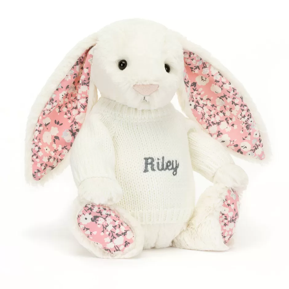 Jellycat Personalised Jumpers | Bashful Bunnies<Blossom Cherry Bunny With Personalised Cream Jumper