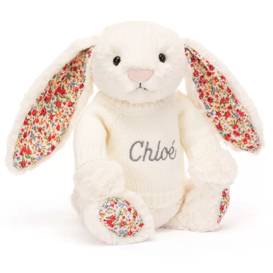 Jellycat Personalised Jumpers | Bashful Bunnies<Blossom Cream Bunny With Personalised Cream Jumper