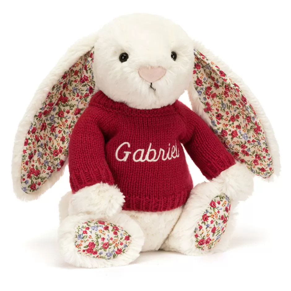 Jellycat Personalised Jumpers | Wedding & Anniversary<Blossom Cream Bunny With Personalised Red Jumper