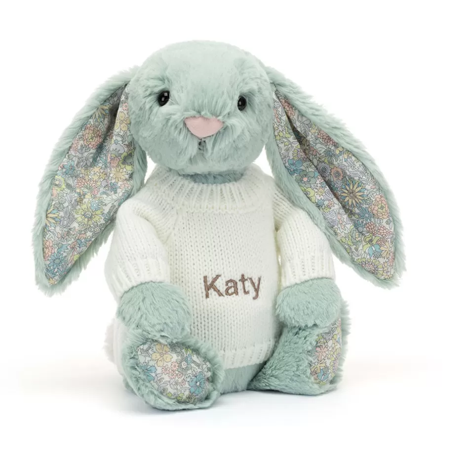 Jellycat Personalised Jumpers | Bashful Bunnies<Blossom Sage Bunny With Personalised Cream Jumper