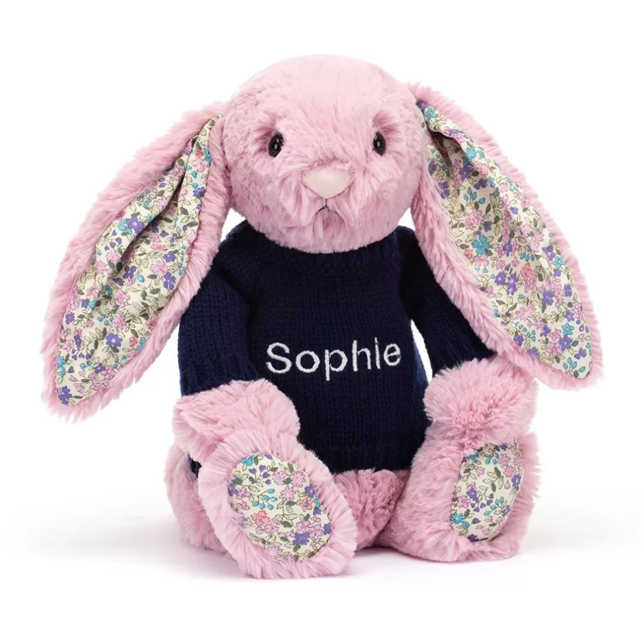 Jellycat Personalised Jumpers | Bashful Bunnies<Blossom Tulip Bunny With Personalised Navy Jumper