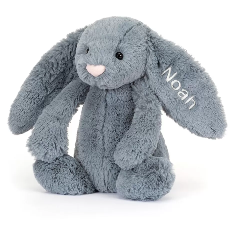 Jellycat Personalised Bunnies | Personalised Gifts<Personalised Bashful Dusky Blue Bunny Medium